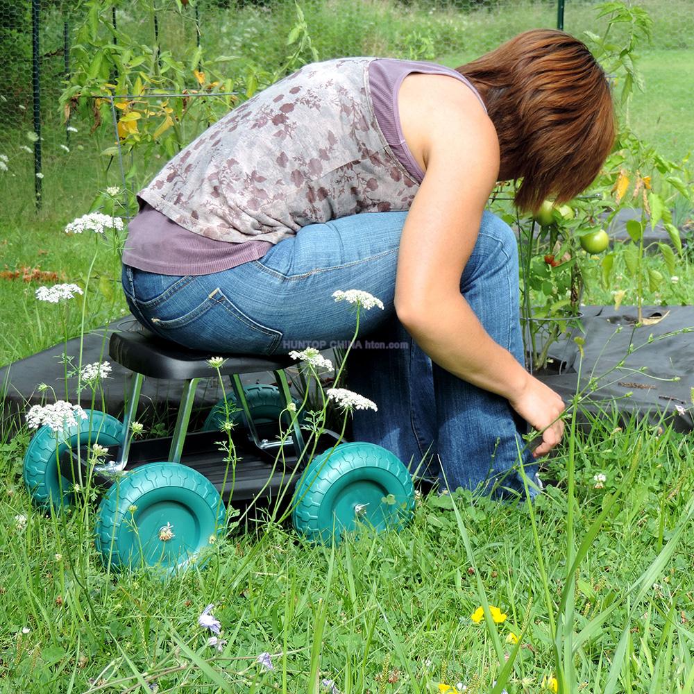 Rolling garden cart shop with seat